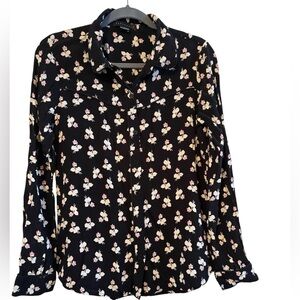 Sanctuary Floral Black Button-Up Blouse Sz S